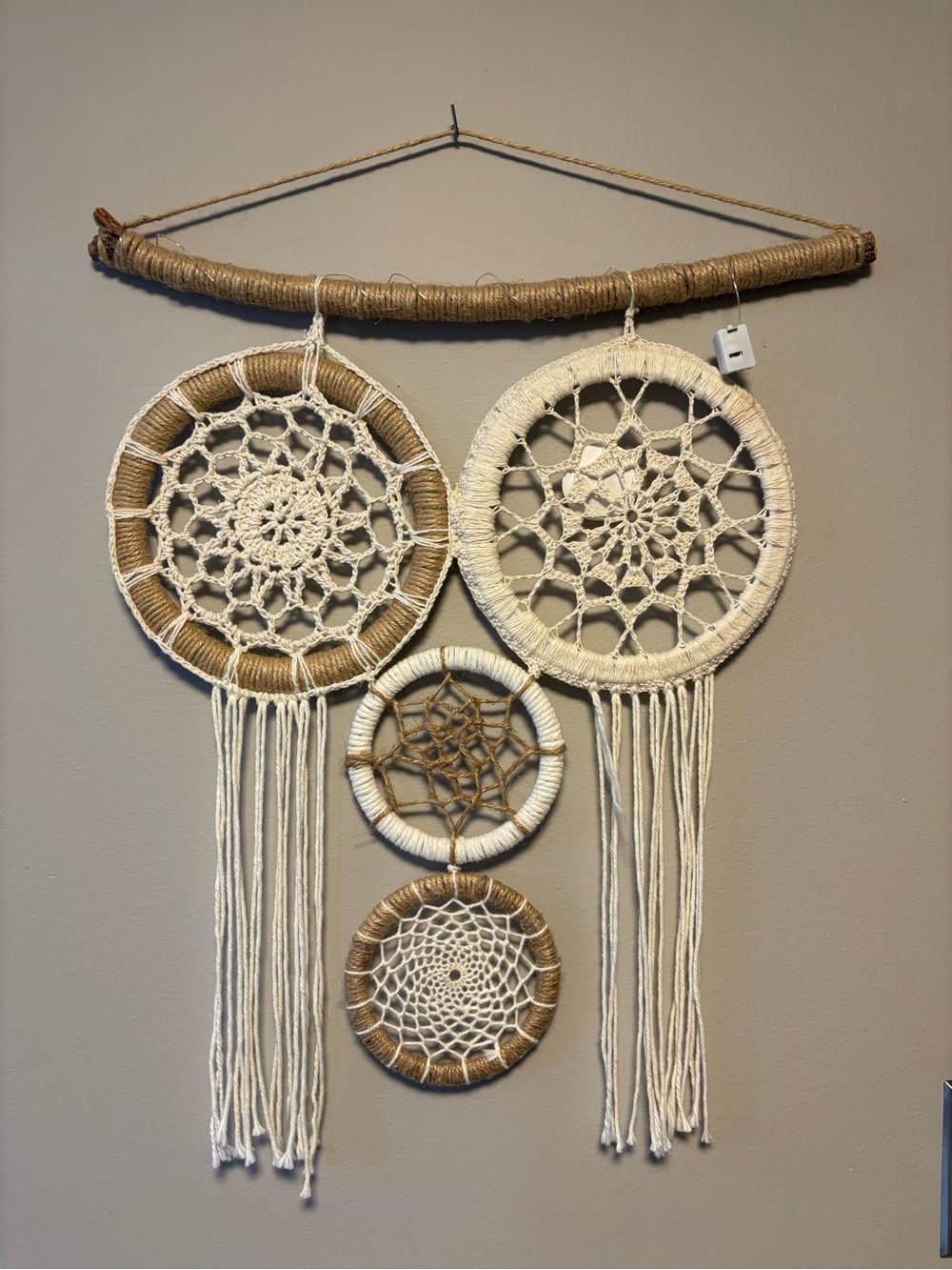 Handmade Macramé Dreamcatcher Wall Hanging, made in Bolivia